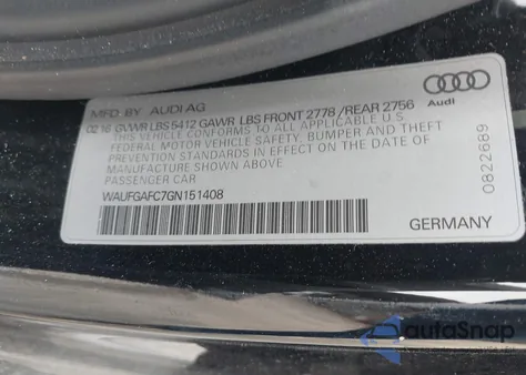 2016 Audi A6 3.0T Premium Plus z USA, uszkodzony, nr VIN WAUFGAFC7GN151408